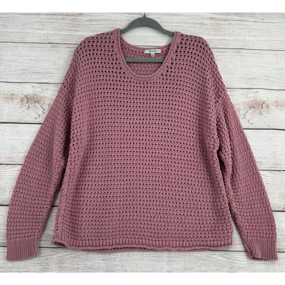 Madewell Open-Stitch Austen Pullover Sweater Womens XL‎ Pink